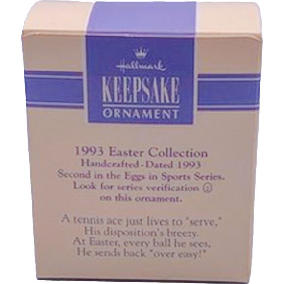 1993 Hallmark Keepsake Easter Ornament Eggs in Sports Tennis #2 Ace in Mint Box - Picture 2 of 6